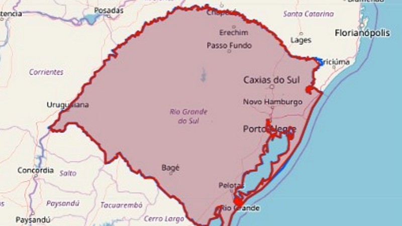 Mapa do Rio Grande do Sul.