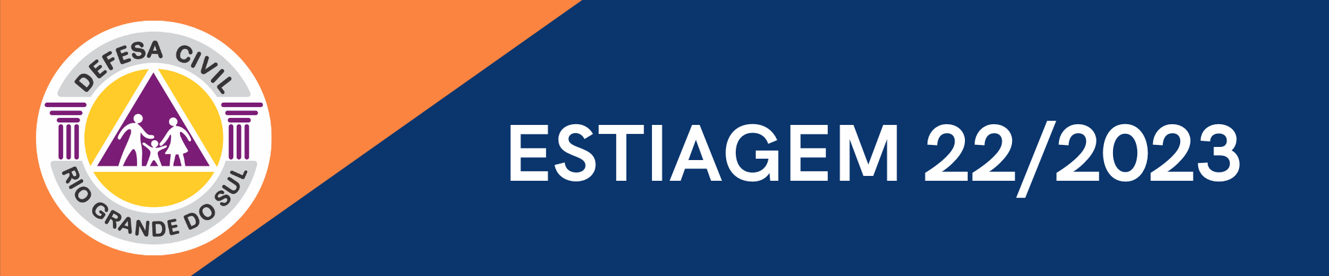 Banner azul e laranja com letras brancas