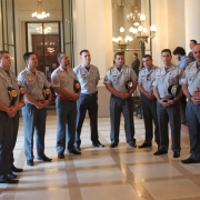 Os oficiais foram recebidos no Palácio Piratini. 