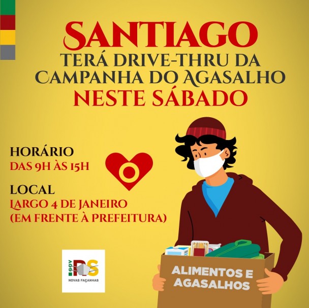 Terceiro drive-thru itinerante da Campanha do Agasalho será em Santiago e Santa Maria