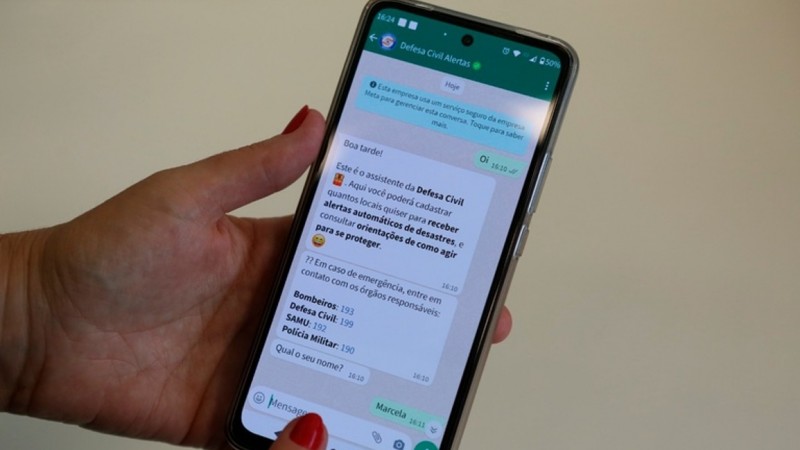 Alertas recebidos via WhatsApp