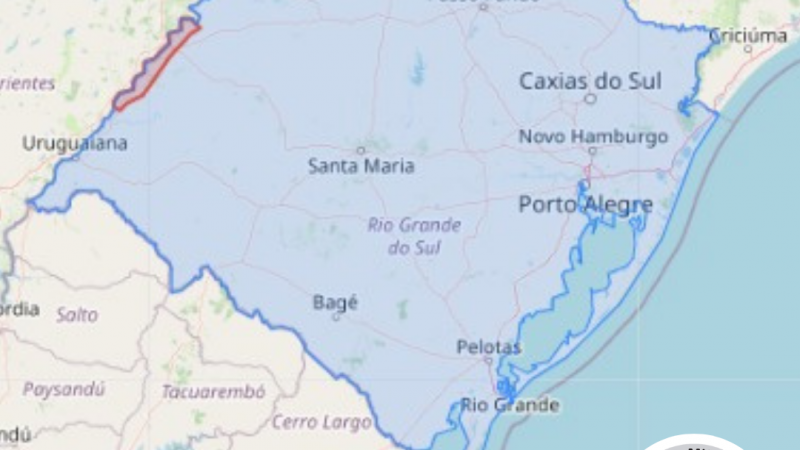 Alerta para inundação, Rio Uruguai em lenta elevação entre São Borja e Itaqui.