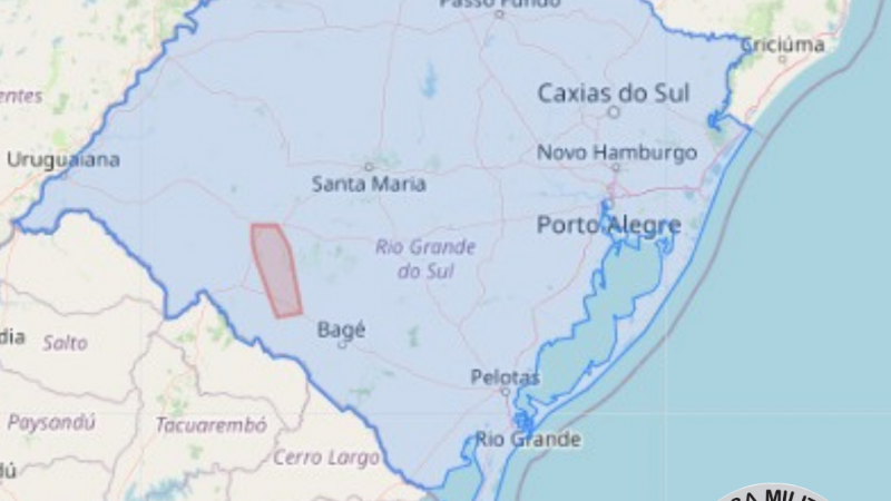 Rio Santa Maria em elevação entre Dom Pedrito e Rosário do Sul. Válido até 11 h de Sexta. Em caso de emergência ligue 190/193.