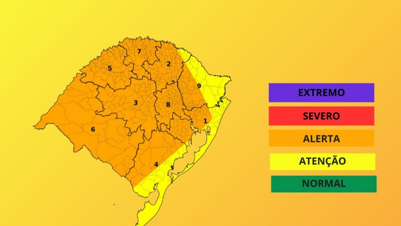 A Defesa Civil do Rio Grande do Sul e a Sala de Situação atualizam a previsão para altas temperaturas em grande parte do estado, entre os dias 27 a 05 de março