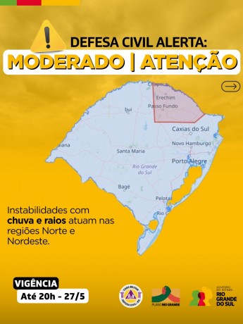 Defesa Civil alerta: Condição de ATENÇÃO para chuva e raios nas regiões