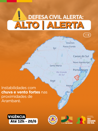Alerta Laranja para a região de Arambaré