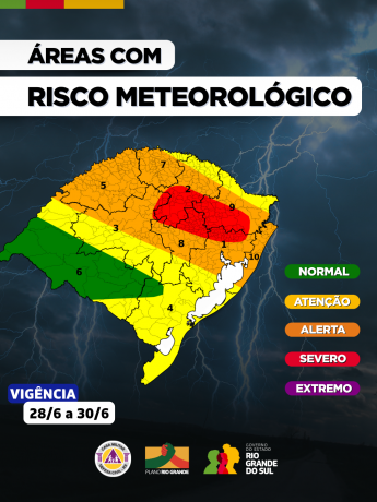O Centro de Monitoramento da Defesa Civil Estadual atualiza sobre o aviso meteorológico