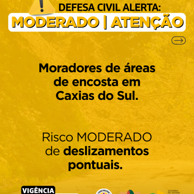 Alerta de movimentos de massa para Caxias do Sul 