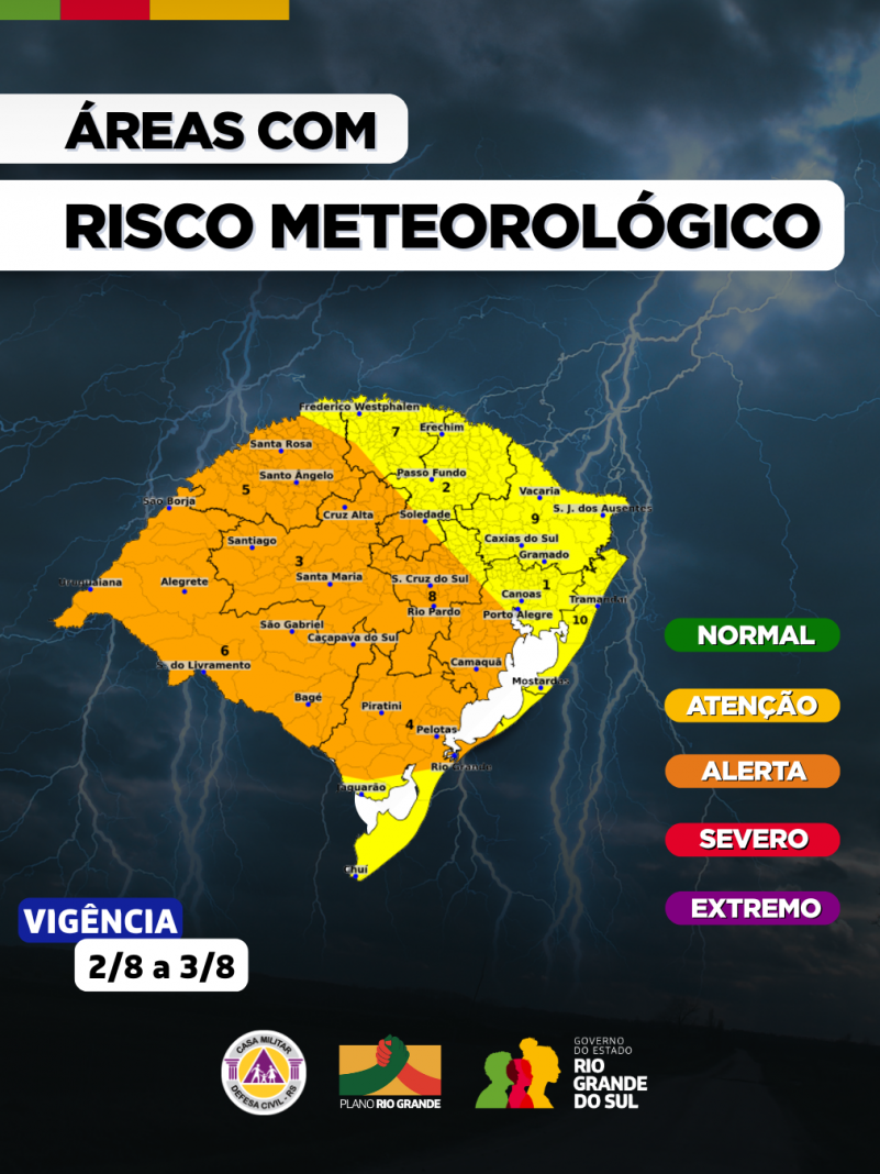 O Centro de Monitoramento da Defesa Civil Estadual atualiza o progn&oacute;stico meteorol&oacute;gico para os pr&oacute;ximos dias no RS