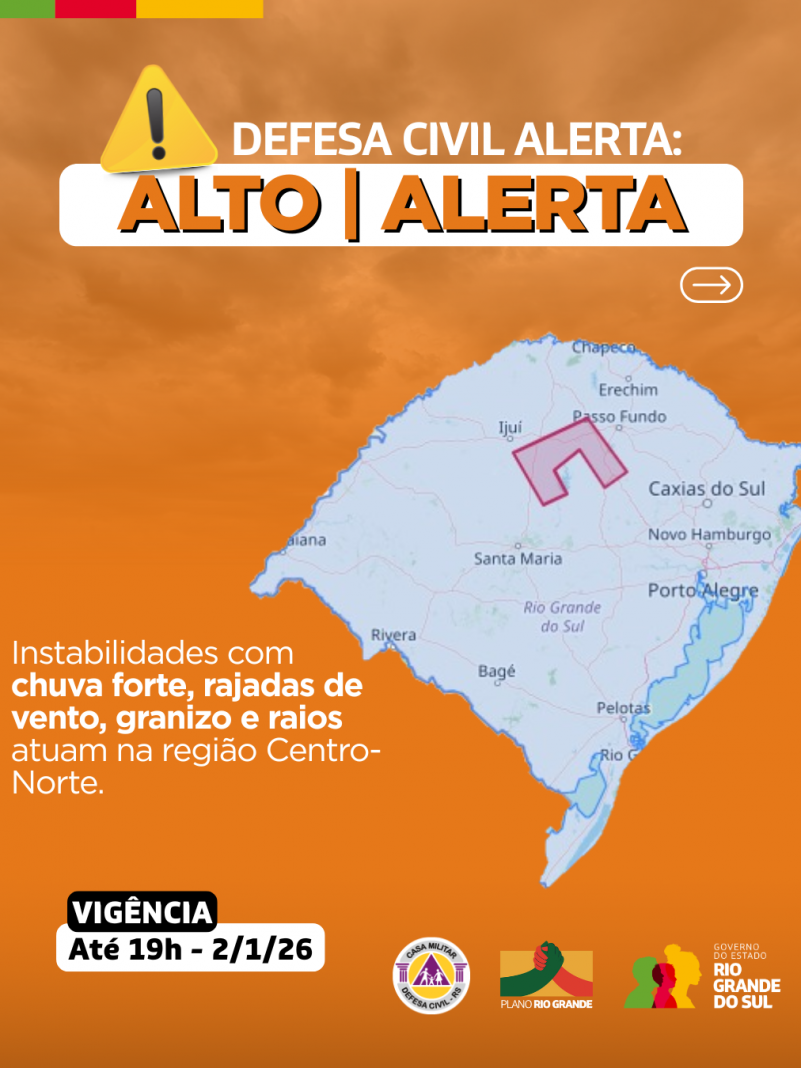 Defesa Civil alerta: Condi&ccedil;&atilde;o de ALERTA