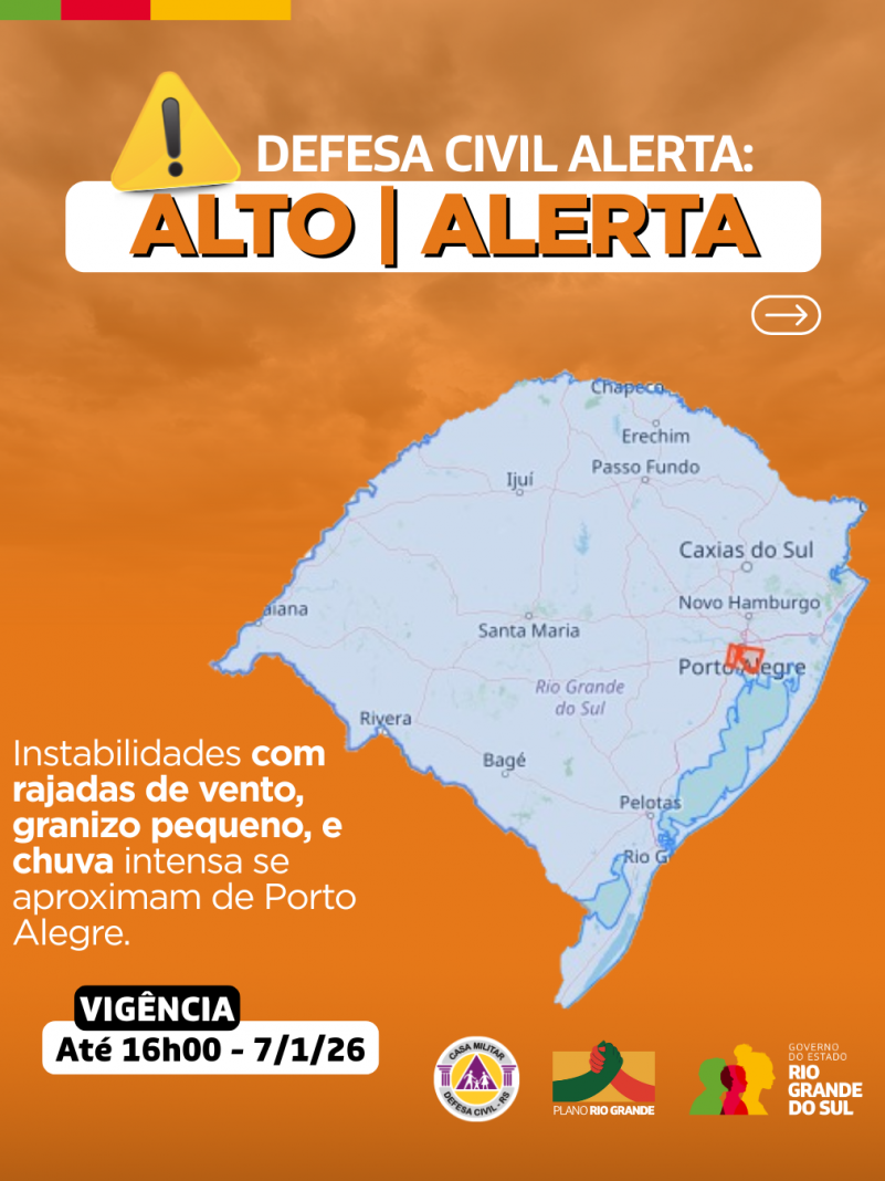 Defesa Civil alerta: Condi&ccedil;&atilde;o de ALERTA 