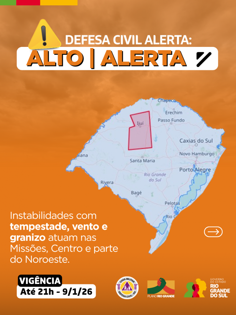 Defesa Civil alerta: Condi&ccedil;&atilde;o de ALERTA