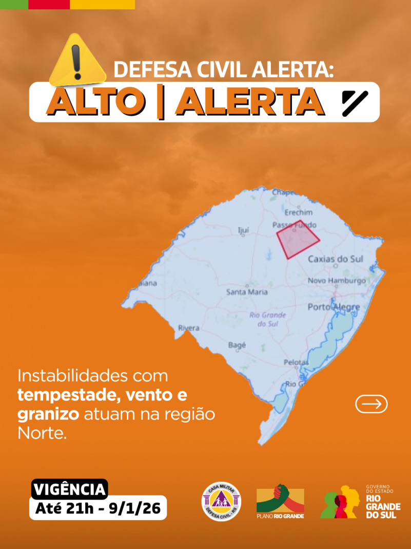 Defesa Civil alerta: Condi&ccedil;&atilde;o de ALERTA 