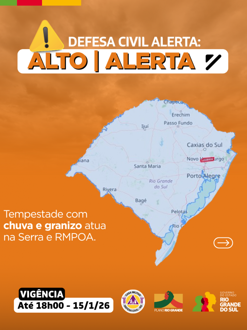 Defesa Civil alerta: Condi&ccedil;&atilde;o de ALERTA