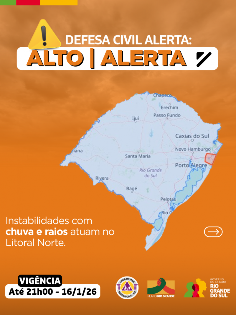 Defesa Civil alerta: Condi&ccedil;&atilde;o de ALERTA