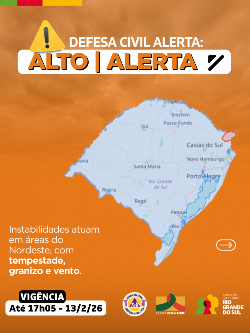 Defesa Civil alerta: Condi&ccedil;&atilde;o de ALERTA para instabilidades que atuam em &aacute;reas do Nordeste