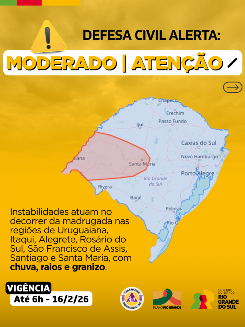 Defesa Civil alerta: Condi&ccedil;&atilde;o de ATEN&Ccedil;&Atilde;O para instabilidades que atuam no decorrer da madrugada