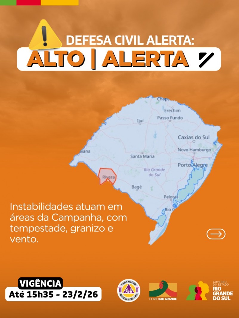 Defesa Civil alerta: Condi&ccedil;&atilde;o de ALERTA para Instabilidades atuam em &aacute;reas da Campanha