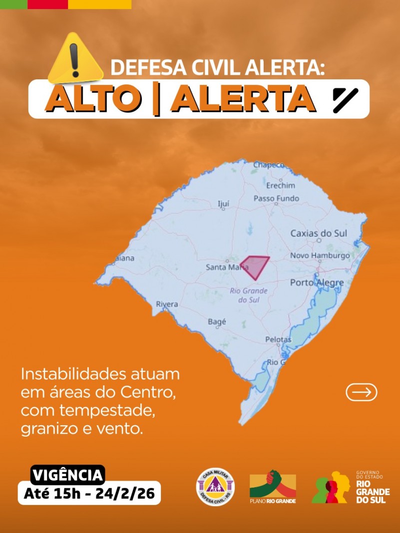 Defesa Civil alerta:Condi&ccedil;&atilde;o ALERTA
