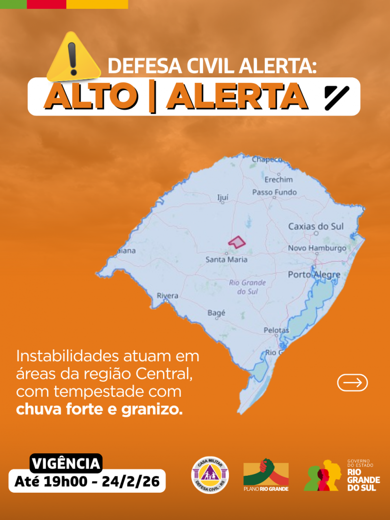 Defesa Civil alerta: Condi&ccedil;&atilde;o de ALERTA 