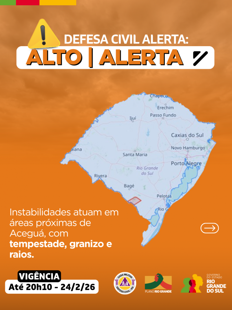 Defesa Civil alerta: Condi&ccedil;&atilde;o de ALERTA