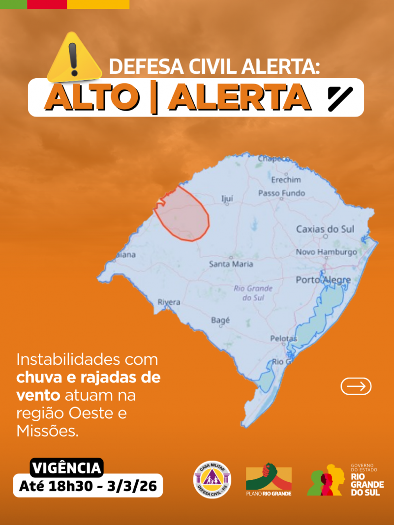 Defesa Civil alerta: Condi&ccedil;&atilde;o de ALERTA