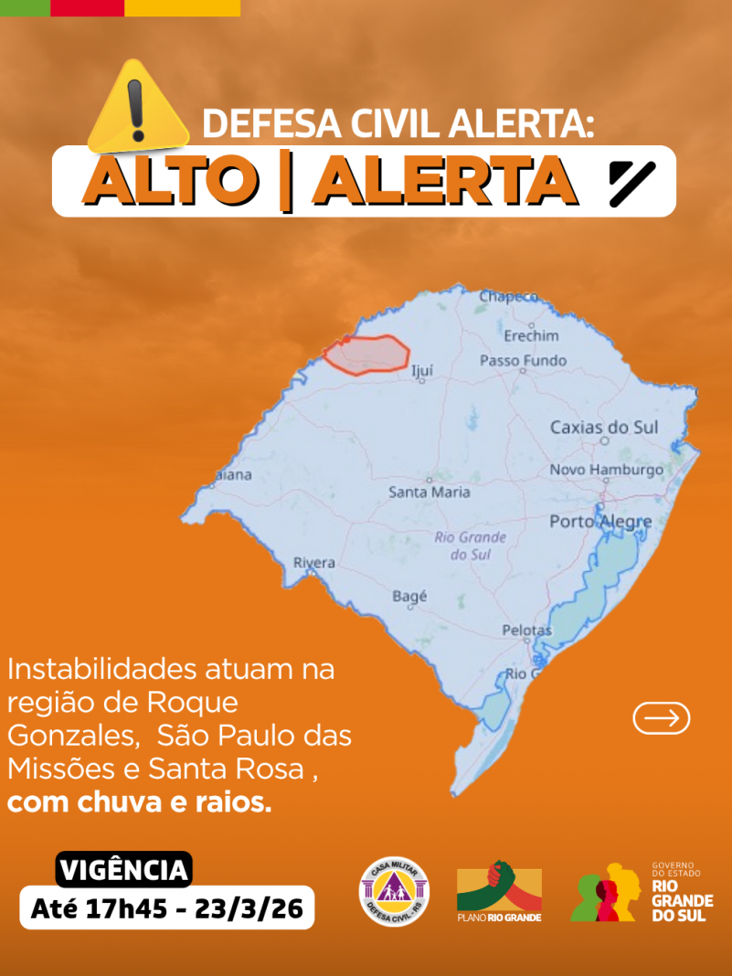 Defesa Civil alerta: Condi&ccedil;&atilde;o de ALERTA