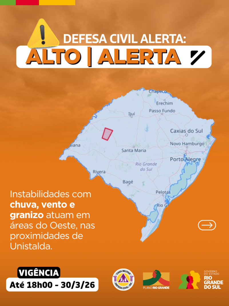 Defesa Civil alerta: Condi&ccedil;&atilde;o de ALERTA