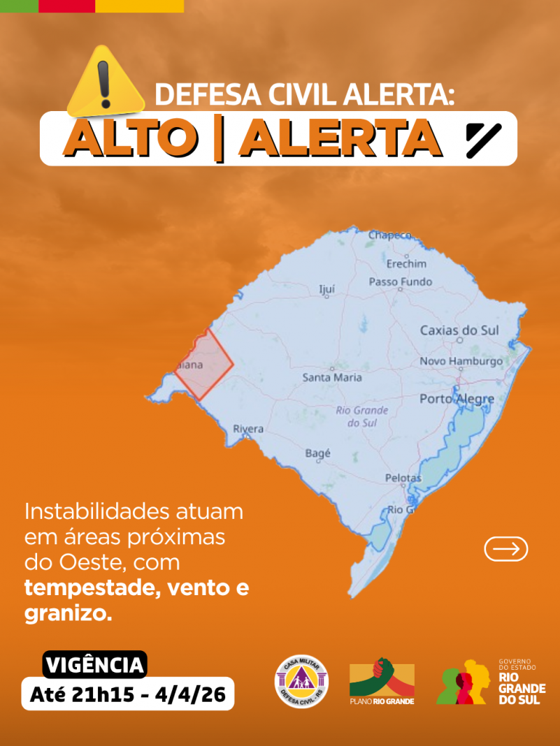 Defesa Civil alerta: Condi&ccedil;&atilde;o de ALERTA