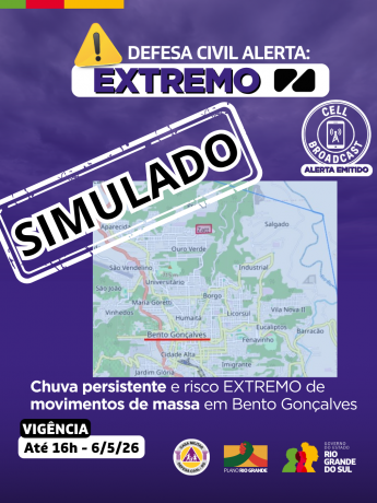 Simula&ccedil;&atilde;o de Alerta ROXO/Cell Broadcast