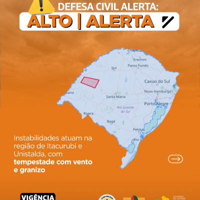 Defesa Civil alerta: Condi&ccedil;&atilde;o de ALERTA para instabilidades que atuam na regi&atilde;o de Itacurubi e Unistalda