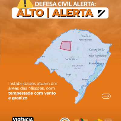 Defesa Civil alerta: Condi&ccedil;&atilde;o de ALERTA para instabilidades que atuam em &aacute;reas das Miss&otilde;es