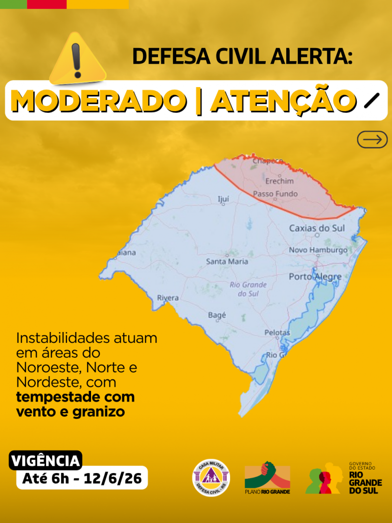 Defesa Civil alerta: Condi&ccedil;&atilde;o de ATEN&Ccedil;&Atilde;O para instabilidades que atuam em &aacute;reas do Noroeste, Norte e Nordeste