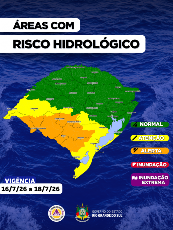 O CENTRO DE MONITORAMENTO DA DEFESA CIVIL DO ESTADO ATUALIZA O PROGN&Oacute;STICO HIDROL&Oacute;GICO PARA OS PR&Oacute;XIMOS DIAS