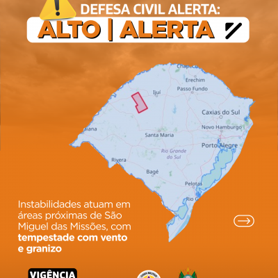 Defesa Civil alerta: condi&ccedil;&atilde;o de ALERTA para instabilidades atuam em &aacute;reas pr&oacute;ximas de S&atilde;o Miguel das Miss&otilde;es