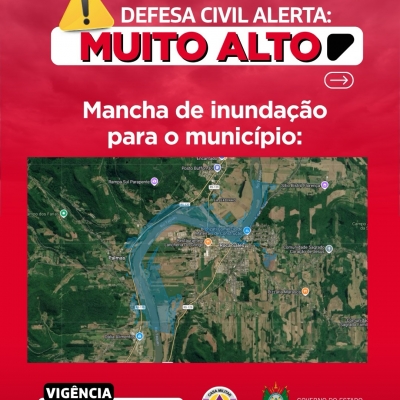 Defesa Civil alerta: INUNDAÇÃO no Rio Taquari. Risco MUITO ALTO em Roca Sales até a cota 20m
