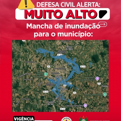 Defesa Civil alerta: INUNDAÇÃO no Rio Taquari. Risco MUITO ALTO em Estrela até a cota 23m.