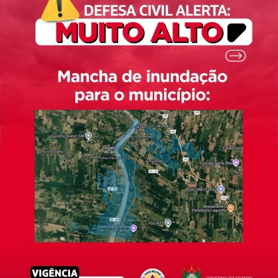 Defesa Civil alerta: INUNDAÇÃO no Rio Taquari. Risco MUITO ALTO em Encantado até a cota 15m.