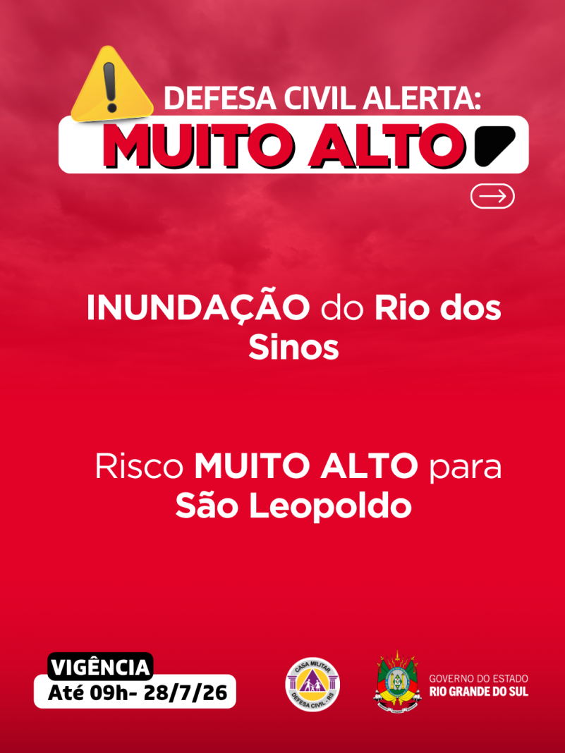 Defesa Civil alerta: Alerta VERMELHO: INUNDA&Ccedil;&Atilde;O do rio dos Sinos
