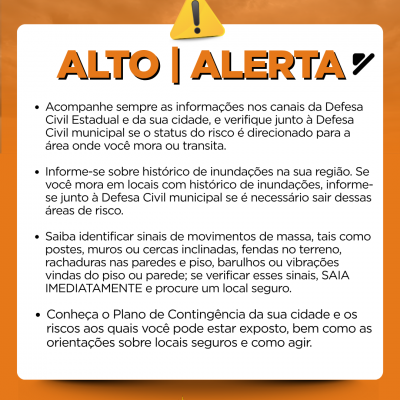 Defesa Civil alerta