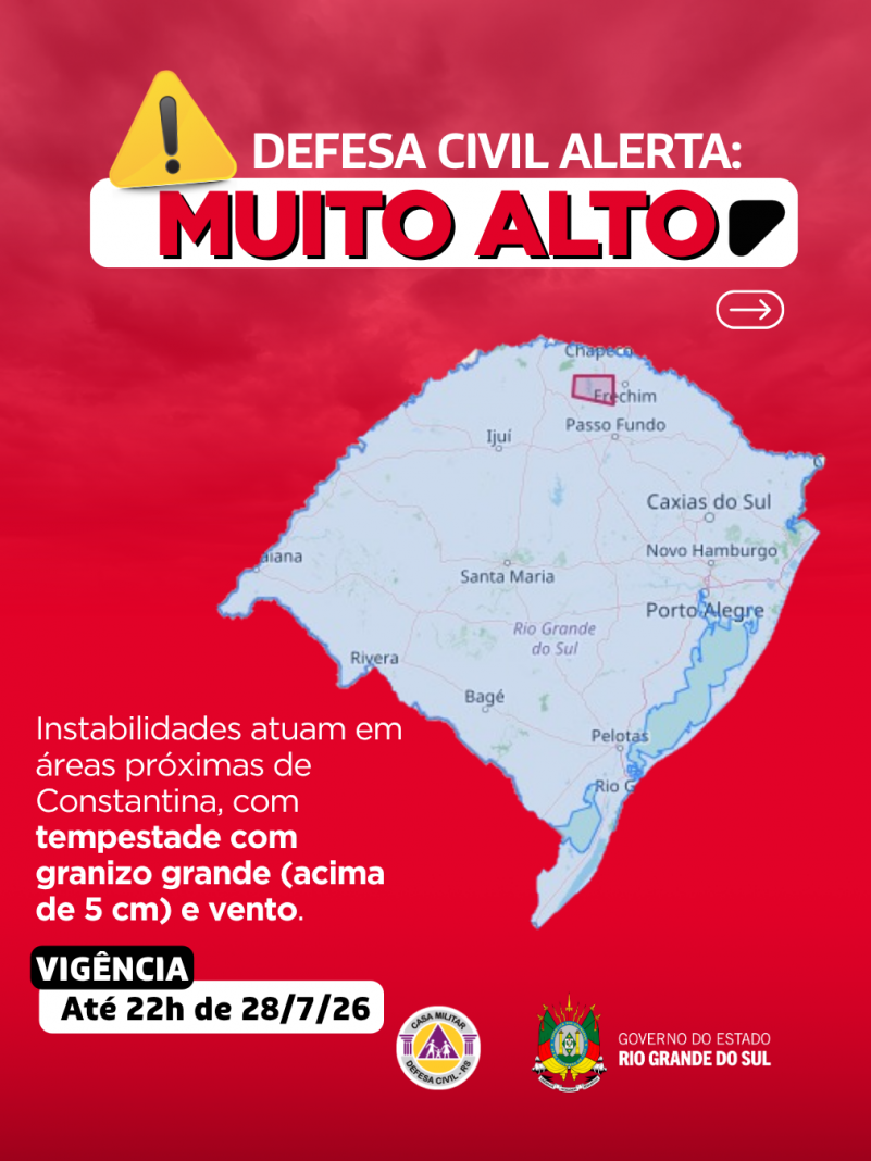 Defesa Civil alerta: condi&ccedil;&atilde;o SEVERA para instabilidades que atuam em &aacute;reas pr&oacute;ximas de Constantina