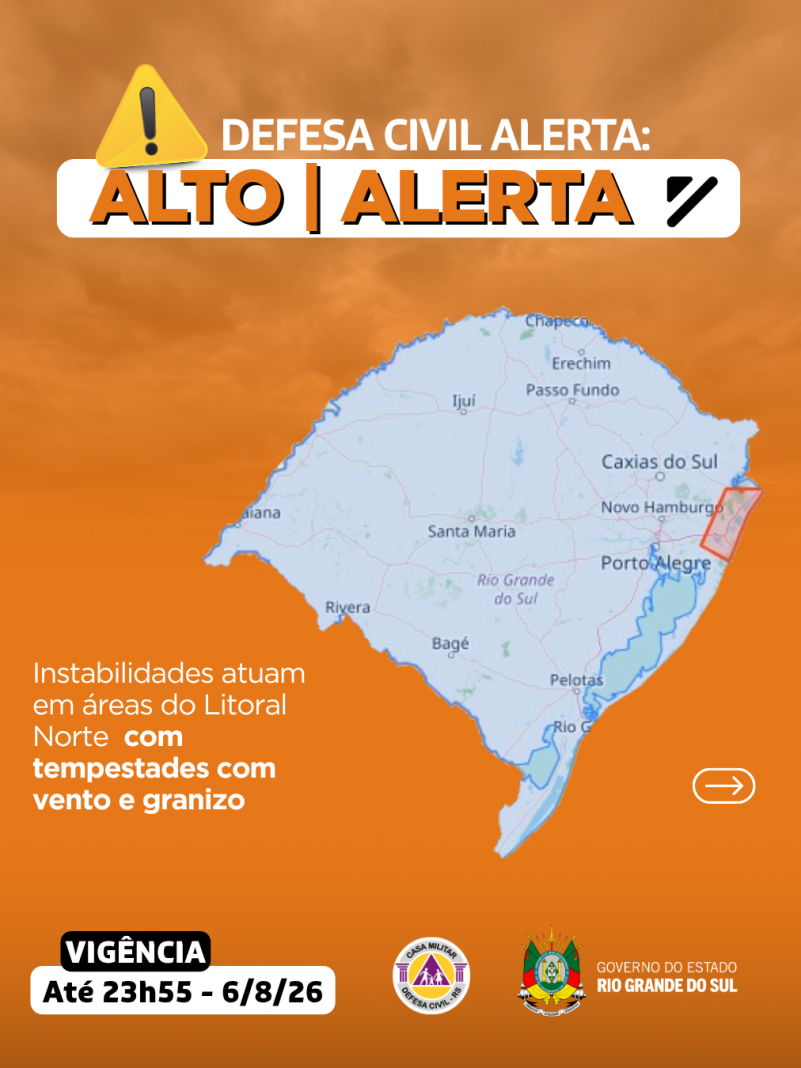 Defesa Civil alerta: condi&ccedil;&atilde;o de ALERTA para instabilidades atuam na regi&atilde;o do Litoral Norte