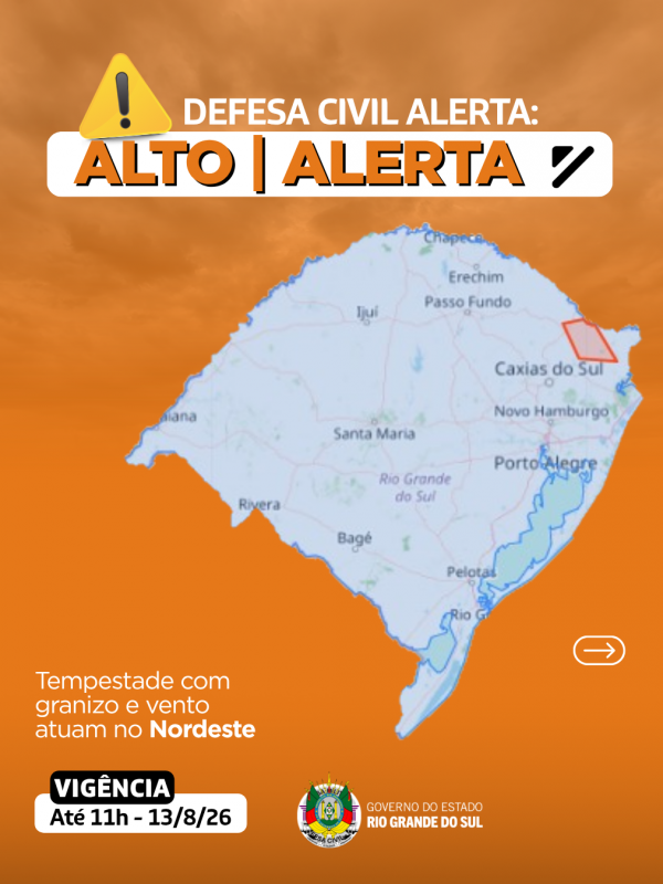 Defesa Civil alerta: condi&ccedil;&atilde;o de ALERTA para tempestade com granizo e vento no Nordeste