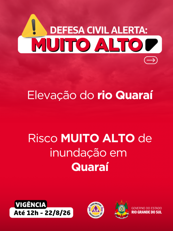Alertas MUITO ALTO Quara&iacute;