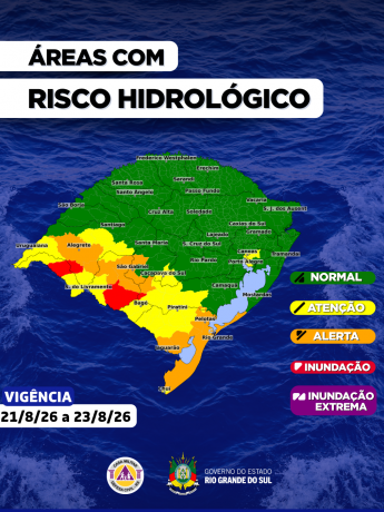 O CENTRO DE MONITORAMENTO DA DEFESA CIVIL DO ESTADO ATUALIZA O PROGN&Oacute;STICO HIDROL&Oacute;GICO PARA OS PR&Oacute;XIMOS DIAS
