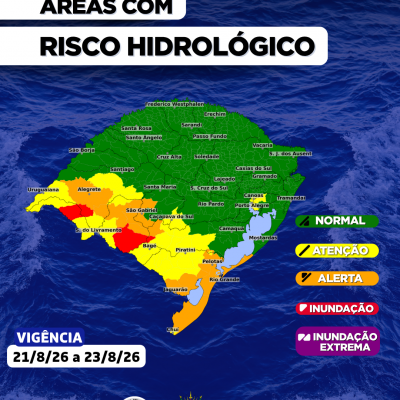 O CENTRO DE MONITORAMENTO DA DEFESA CIVIL DO ESTADO ATUALIZA O PROGN&Oacute;STICO HIDROL&Oacute;GICO PARA OS PR&Oacute;XIMOS DIAS