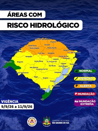 O CENTRO DE MONITORAMENTO DA DEFESA CIVIL DO ESTADO ATUALIZA O PROGN&Oacute;STICO HIDROL&Oacute;GICO PARA OS PR&Oacute;XIMOS DIAS