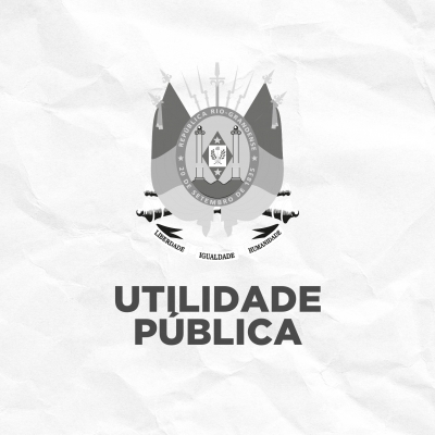 Bras&atilde;o do Rio Grande do Sul e, abaixo dele, escrito Utilidade P&uacute;blica