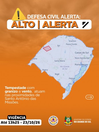 Condi&ccedil;&atilde;o de ALERTA LARANJA para tempestade com granizo e vento nas proximidades de S&atilde;o Borja.